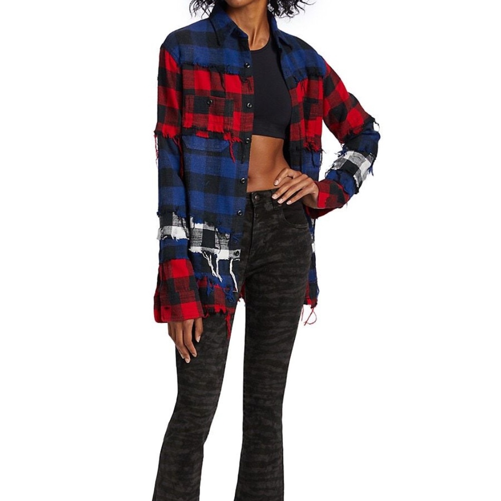 R13 Distressed Plaid Shirt